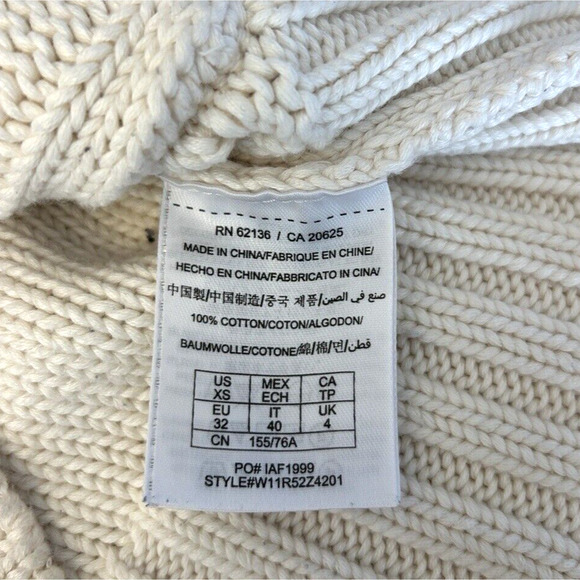 Guess Women Knit Cardigan Short Sleeve Sx XS Ivory Snap Front Cotton Pockets - Picture 6 of 6